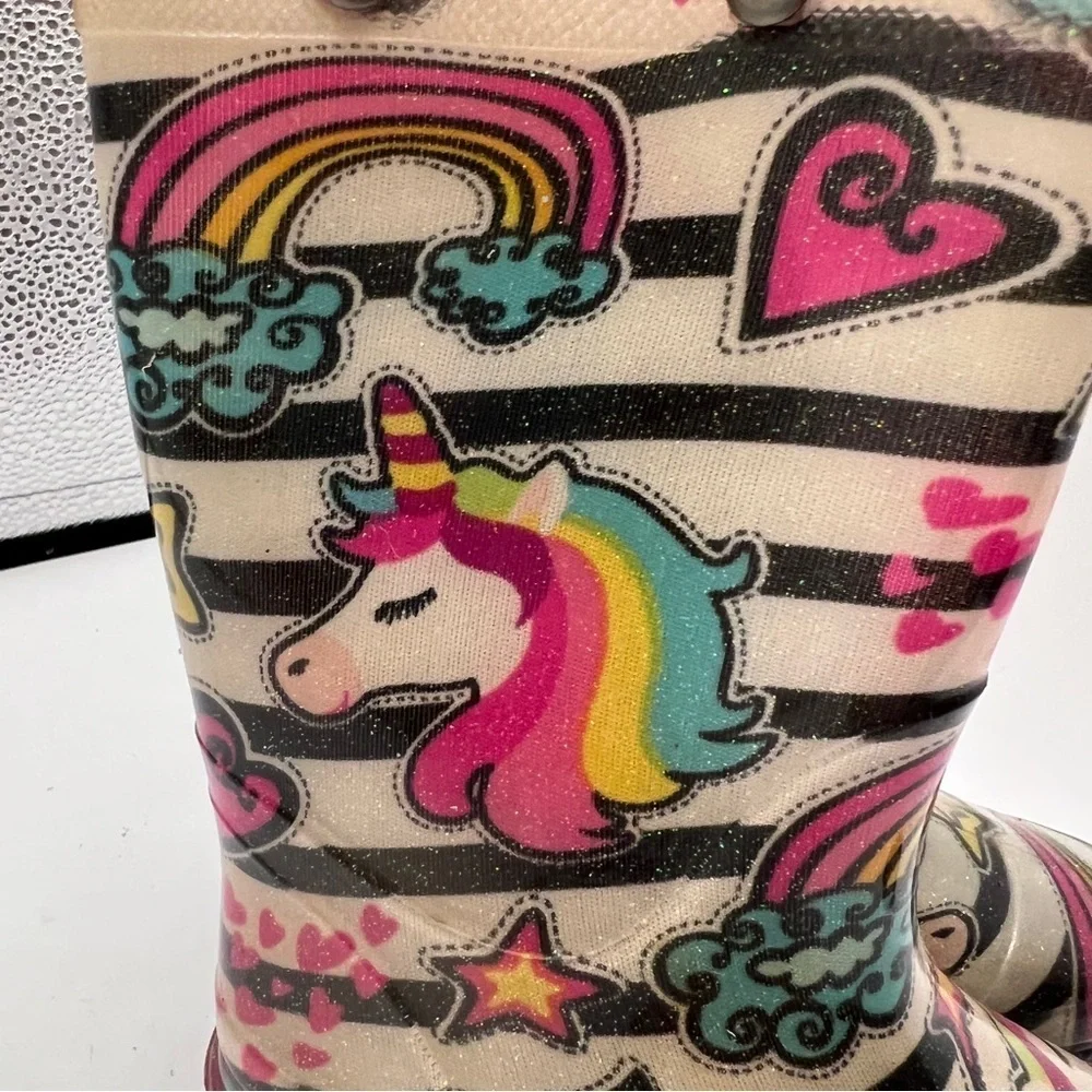 Members Mark's Girl Unicorn Light Up Rain Boots Sz 7/8
